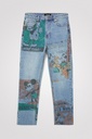 Pantalón vaquero straight cropped Mickey Mouse