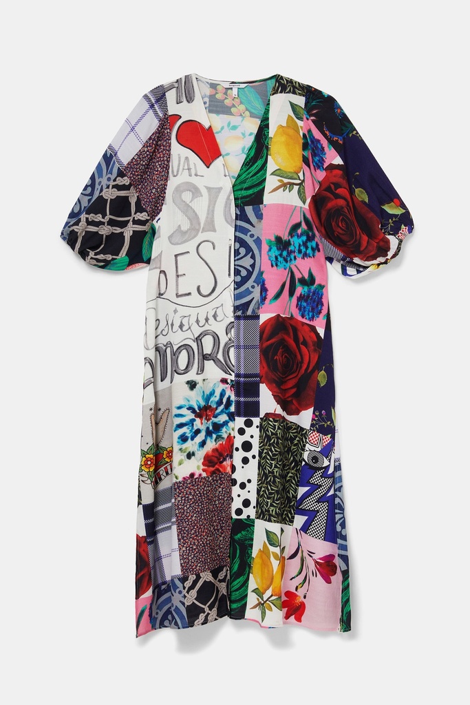 Vestido camisero midi patch